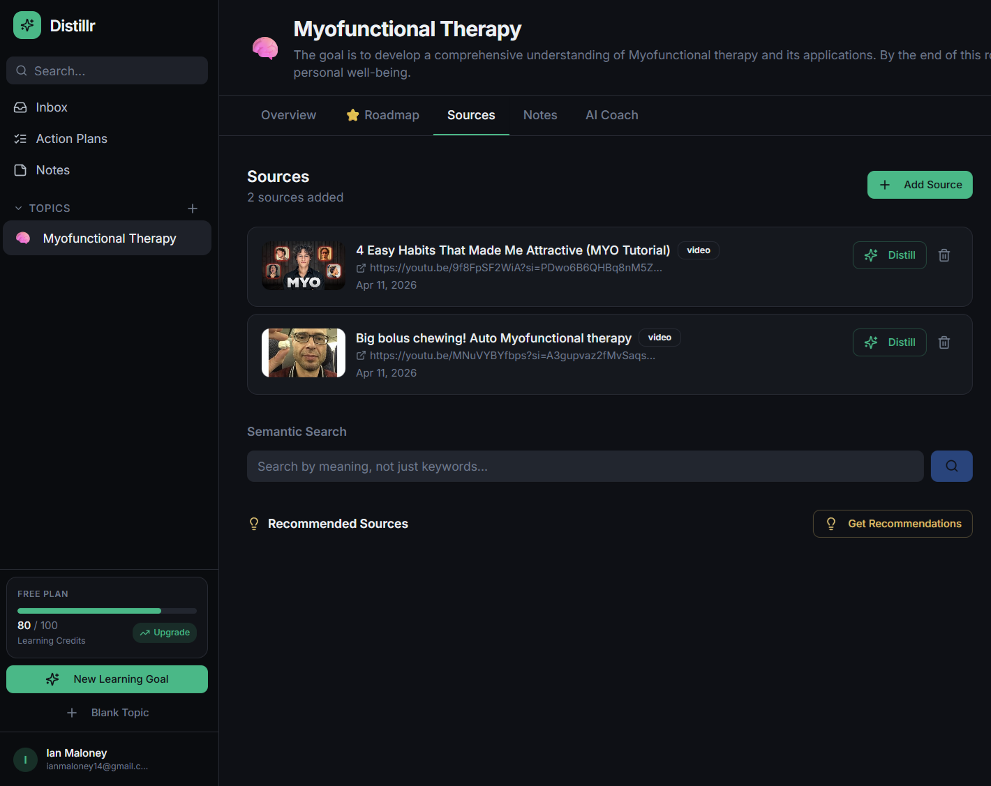 Distillr App add YouTube videos and analyze them with AI - Zoomed
